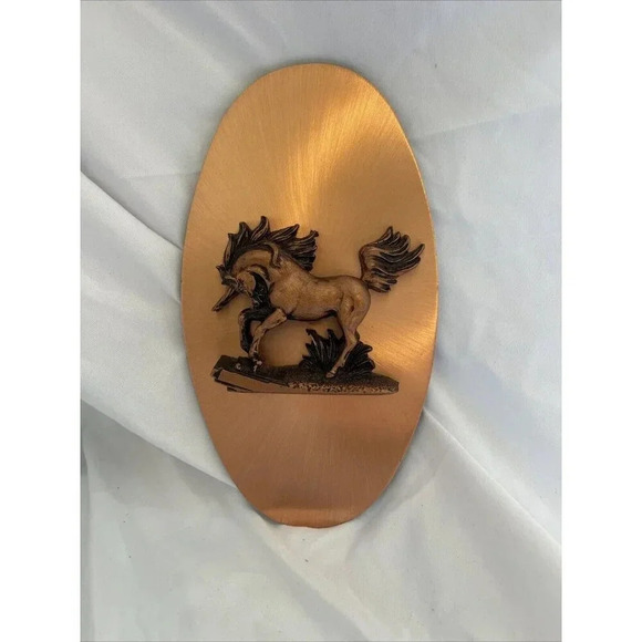 Vintage VTG COPPERAMA Unicorn Wall Hanging - Picture 1 of 6